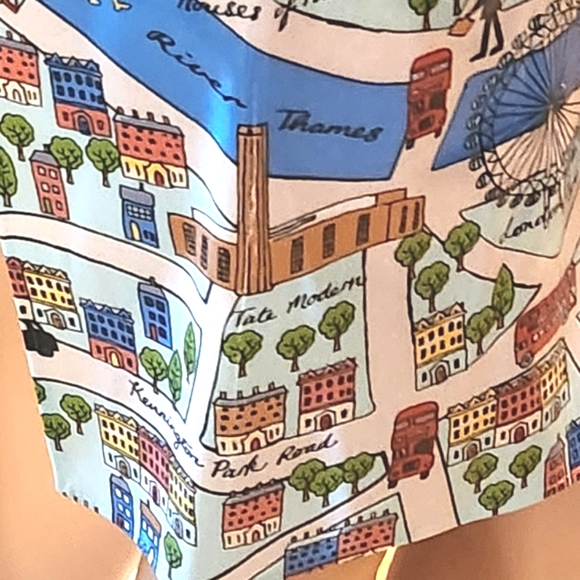 HARRODS Vtg London UK Map Dept Store Oil Cloth Easy Wipe Souvenir Tie Chef Apron - Picture 6 of 16